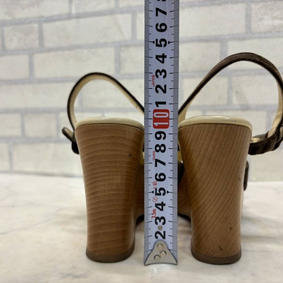 Prada Wood Block Wedge Sandals with Black Suede Straps Size 5.5/36 - Picture 2 of 14
